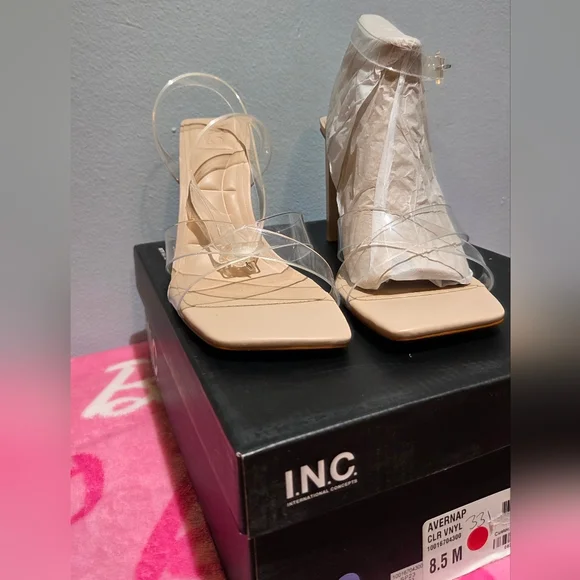 INC Women's Averna Criss- Cross Front Ankle Strap Clear Heel, Size 8.5M - Picture 3 of 9